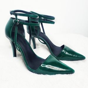 Alexander Wang Emma Green High Gloss Patent Pointed Toe Sandal Heels